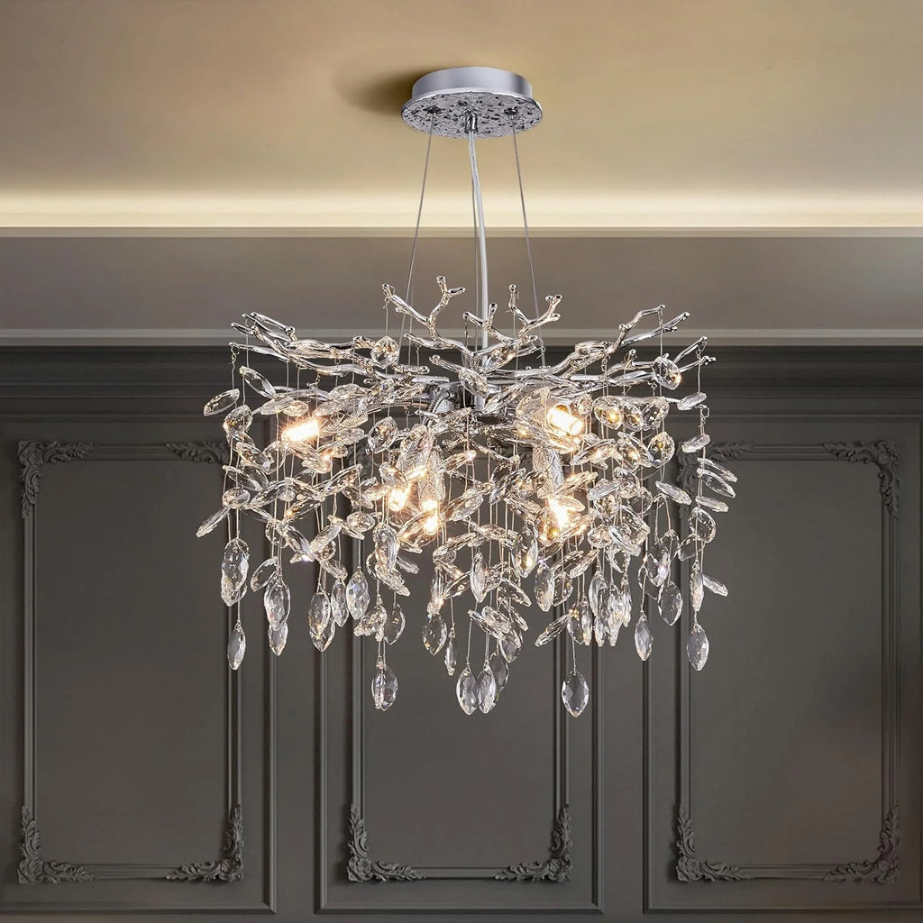Candelabru RFAN, Model 33020/460, Textura Cristal, Metal, 6 X E14, Argintiu