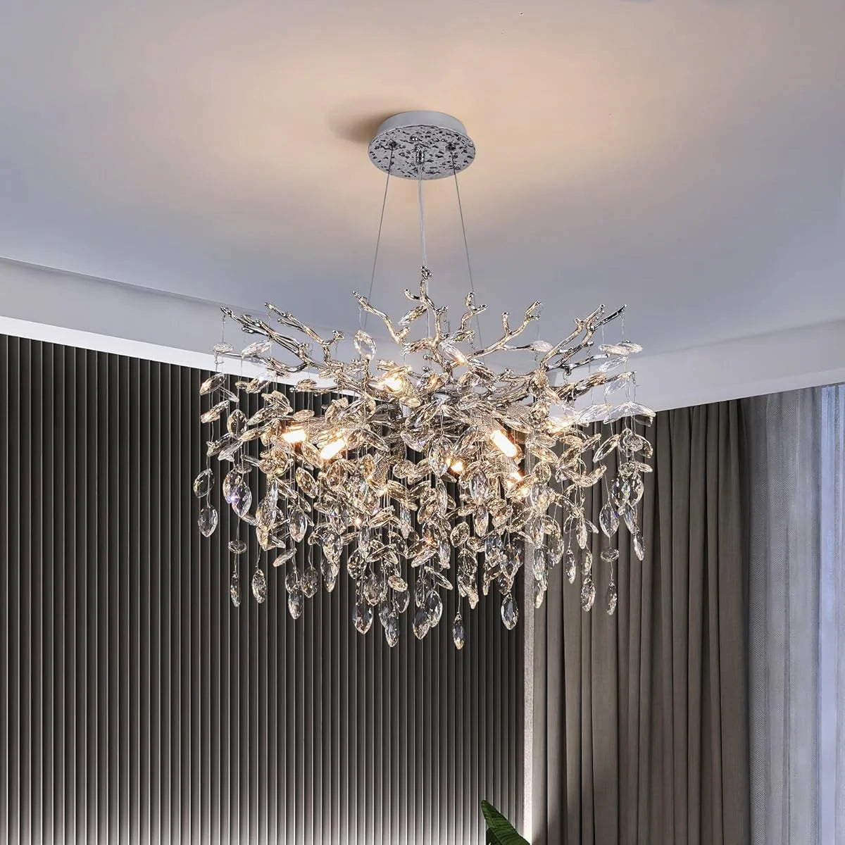 Candelabru RFAN, Model 33020/460, Textura Cristal, Metal, 6 X E14, Argintiu