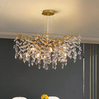 Candelabru RFAN, Model 33007/600, Textura Cristal, Metal, 8 X E14, Auriu