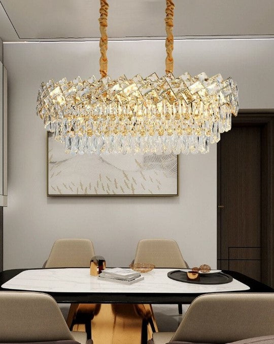 Candelabru RFAN, Model 62111/1000*400, Textura Cristal, Metal, 10 X E27, Auriu
