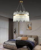 Candelabru LED RFAN, Model 8817/400, Textura Cristal, Metal, 64W, Auriu