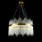 Candelabru LED RFAN, Model 8817/600, Textura Cristal, Metal, 112W, Auriu