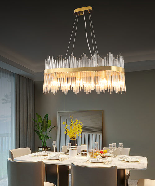 Candelabru LED RFAN, Model 8817/800*300, Textura Cristal, Metal, 120W, Auriu