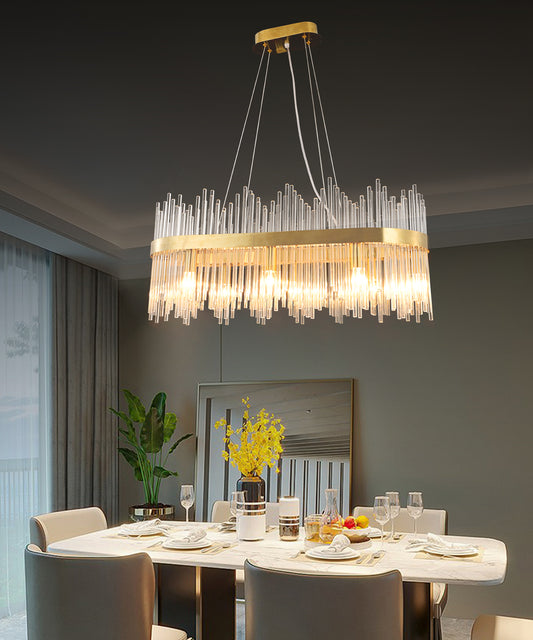 Candelabru LED RFAN, Model 8817/800*300, Textura Cristal, Metal, 120W, Auriu
