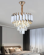 Candelabru RFAN, Model S89001/300, Textura Cristal, Metal, 3 X E27, Alb/Auriu