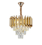 Candelabru RFAN, Model S89001/300, Textura Cristal, Metal, 3 X E27, Auriu