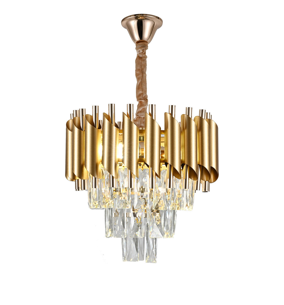 Candelabru RFAN, Model S89001/300, Textura Cristal, Metal, 3 X E27, Auriu
