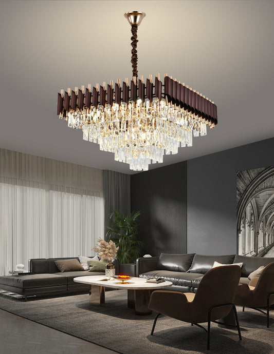 Candelabru RFAN, Model S89001/600x600, Textura Cristal, Metal, 10 X E27, Maro/Auriu