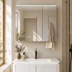 Set Mobilier Baie LED 80 cm cu Lavoar Ceramic și Dulap cu Oglindă LED, Alb