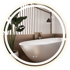 Oglindă LED Rotundă 80×80 cm, Iluminare Față + Spate, Dezaburire, 3 Tipuri de Lumină, Touch