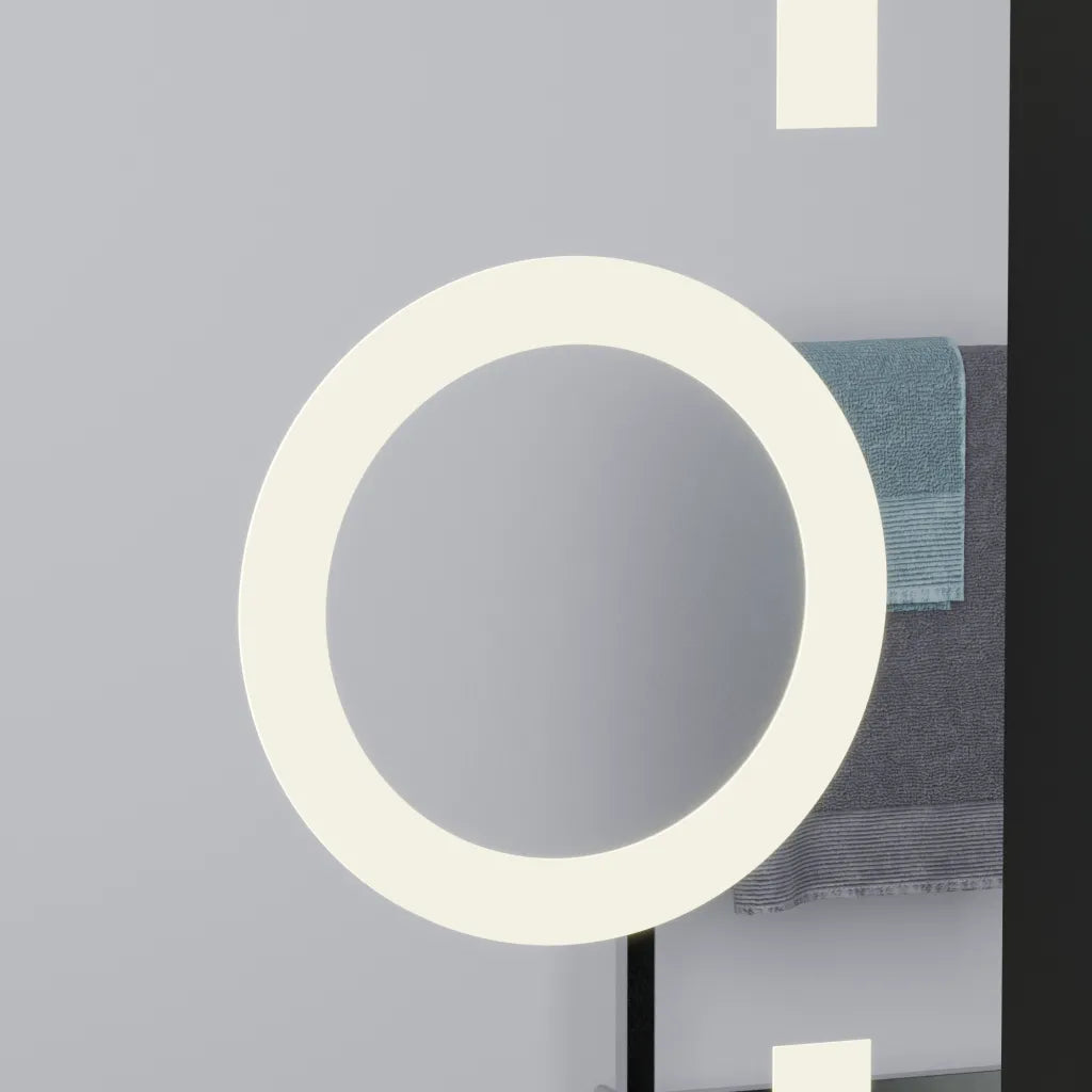 Oglindă LED 50×70 cm cu Lupă Cosmetică, Dezaburire, 3 Tipuri de Lumină, Touch