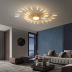 Lustra LED RFAN, Model 5966-28, 3 Tipuri De Lumina, 60W, Auriu