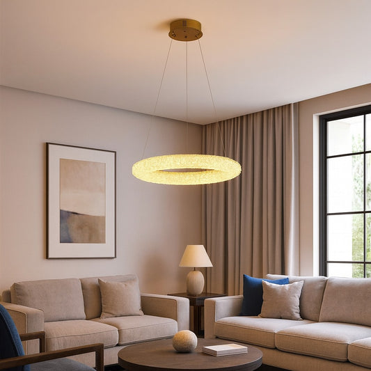 Candelabru LED RFAN, Model H98022-500 HCT, Textura Cristal, Metal, 92W, Auriu