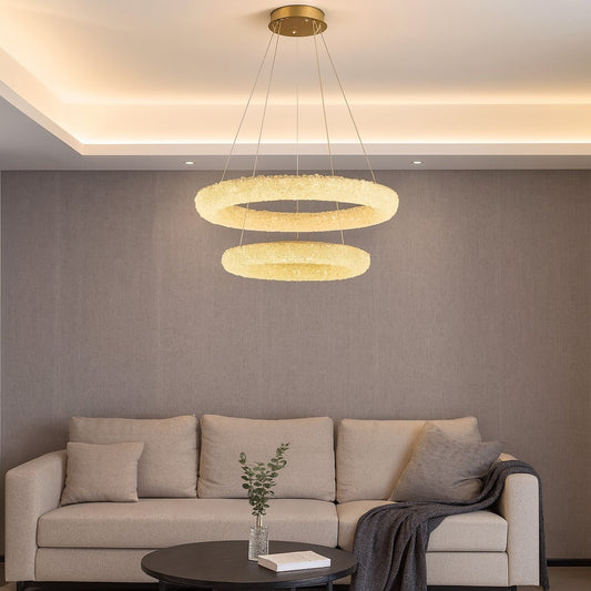 Candelabru LED RFAN, Model H98022-600+800HCT, Textura Cristal, Metal, 212W, Auriu