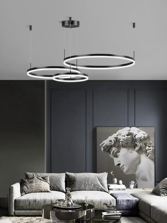 Lustra LED Tip Pendul RFAN, Model F203003/3, Cu Telecomanda, 3 Tipuri De Lumina, Inaltime Reglabila, 160W, Negru