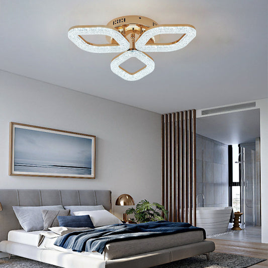 Lustra LED RFAN, Model J301/3, Cu Telecomanda, 3 Tipuri De Lumina, Intensitate Reglabila, 60W, Auriu
