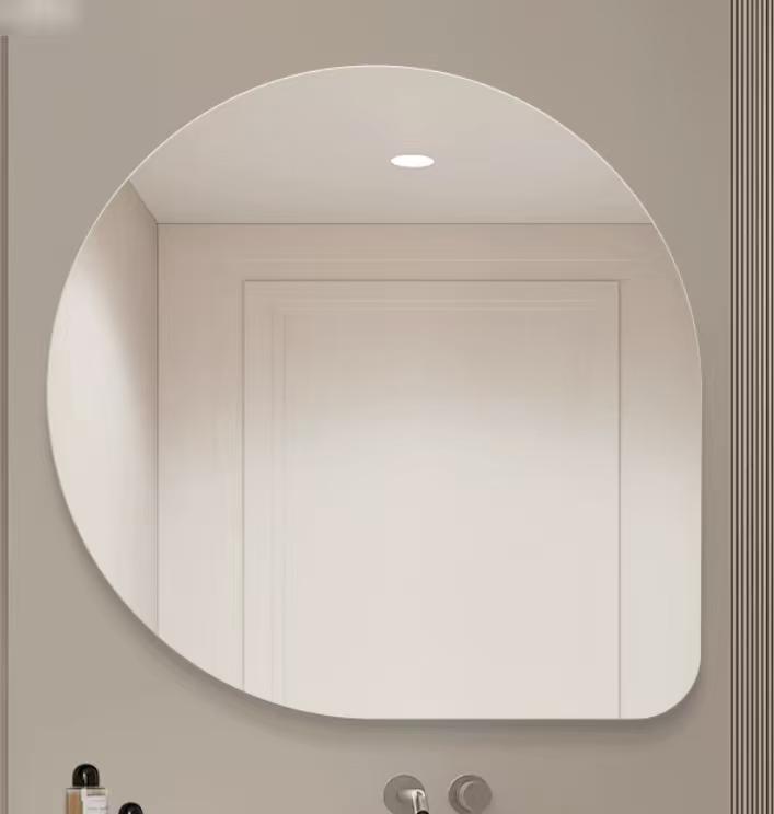Oglindă LED Asimetrică 80×80 cm, Iluminare Spate, Dezaburire, 3 Tipuri de Lumină, Touch