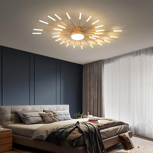 Lustra LED RFAN, Model 5966-28, 3 Tipuri De Lumina, 60W, Auriu