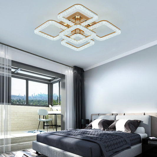 Lustra LED RFAN, Model J230/4+1, Cu Telecomanda, 3 Tipuri De Lumina, Intensitate Reglabila, 160W, Auriu