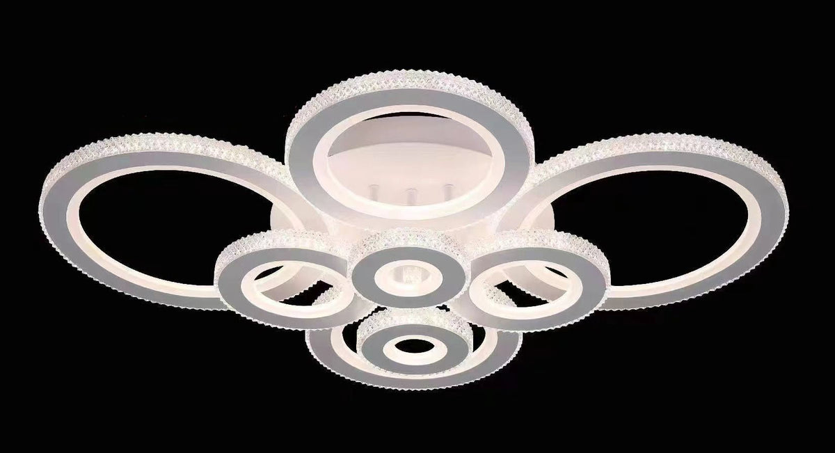 Lustra LED RFAN, Model M600/8, Cu Telecomanda, 3 Tipuri De Lumina, Intensitate Reglabila, 336W, Alb