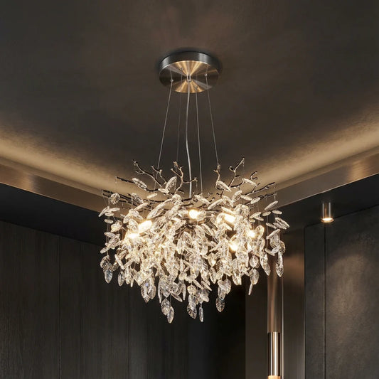 Candelabru RFAN, Model 33122/600, Textura Cristal, Metal, 8 X E14, Argintiu