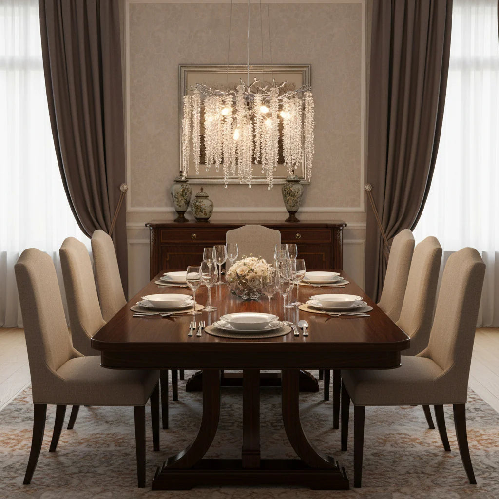 Candelabru RFAN, Model 33001/460, Textura Cristal, Metal, 6 X E14, Argintiu