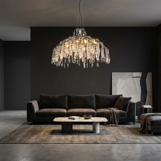 Candelabru RFAN, Model 33121/800, Textura Cristal, Metal, 10 X E14, Argintiu