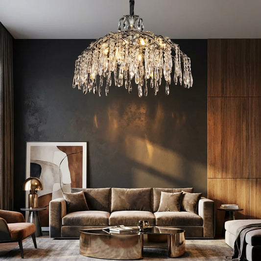 Candelabru RFAN, Model 33121/800, Textura Cristal, Metal, 10 X E14, Argintiu