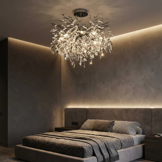 Candelabru RFAN, Model 33122/600, Textura Cristal, Metal, 8 X E14, Argintiu