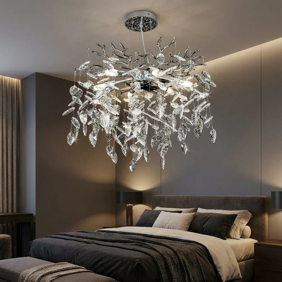 Candelabru RFAN, Model 33122/500, Textura Cristal, Metal, 6 X E14, Argintiu