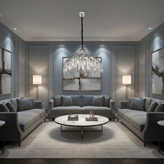 Candelabru RFAN, Model 33121/600, Textura Cristal, Metal, 8 X E14, Argintiu