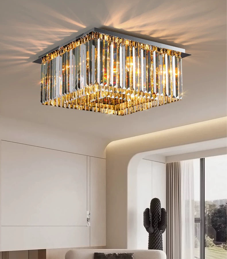 Candelabru RFAN, Model H98348/600x600, Textura Cristal, Metal, 12 X E14, Crom