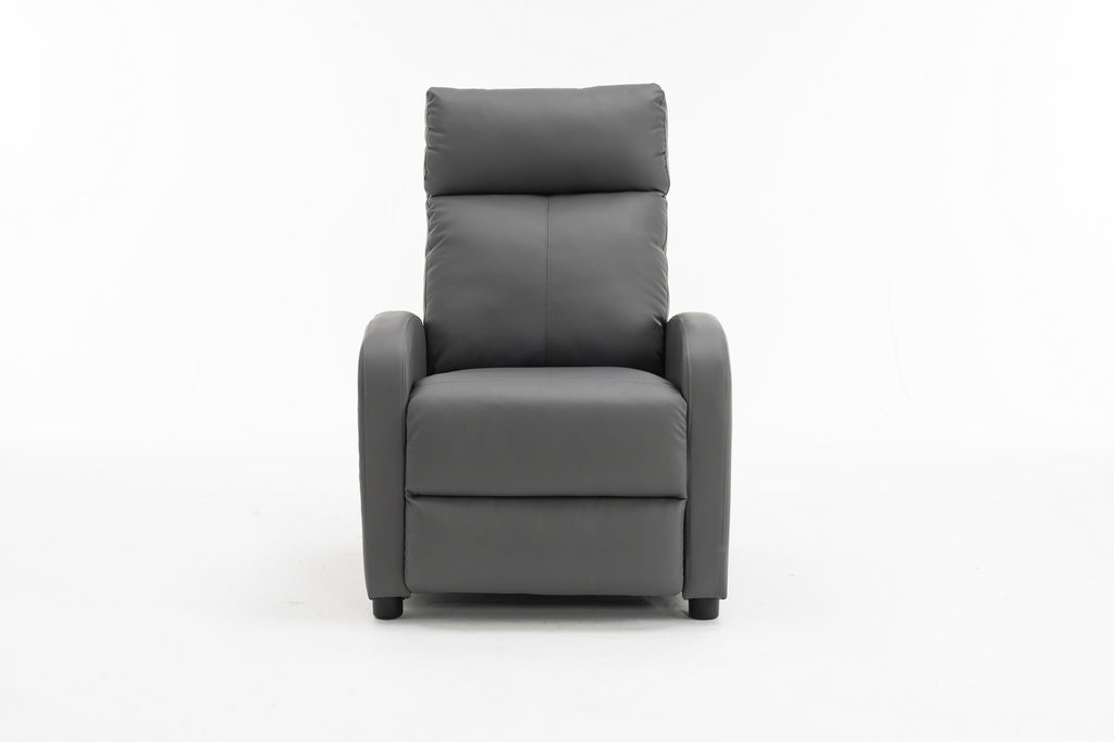 Fotoliu recliner din piele ecologică, spatar rabatabil si suport picioare extensibil, Gri
