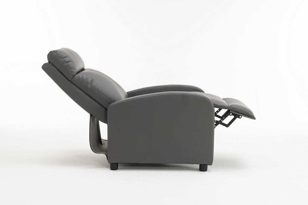 Fotoliu recliner din piele ecologică, spatar rabatabil si suport picioare extensibil, Gri