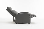 Fotoliu recliner din piele ecologică, spatar rabatabil si suport picioare extensibil, Gri