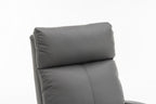 Fotoliu recliner din piele ecologică, spatar rabatabil si suport picioare extensibil, Gri