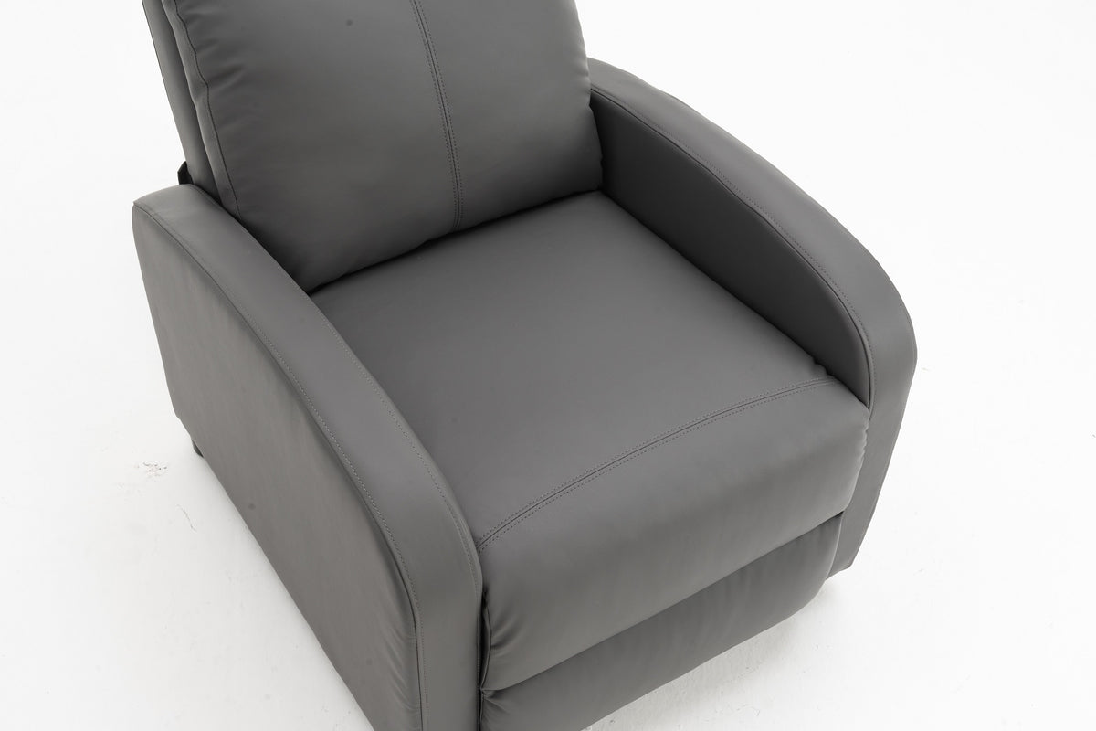 Fotoliu recliner din piele ecologică, spatar rabatabil si suport picioare extensibil, Gri