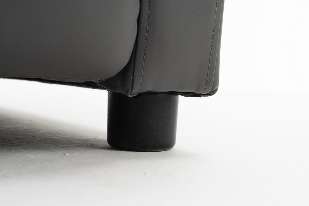 Fotoliu recliner din piele ecologică, spatar rabatabil si suport picioare extensibil, Gri