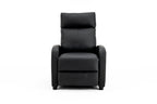 Fotoliu recliner din piele ecologică, spatar rabatabil si suport picioare extensibil, Negru