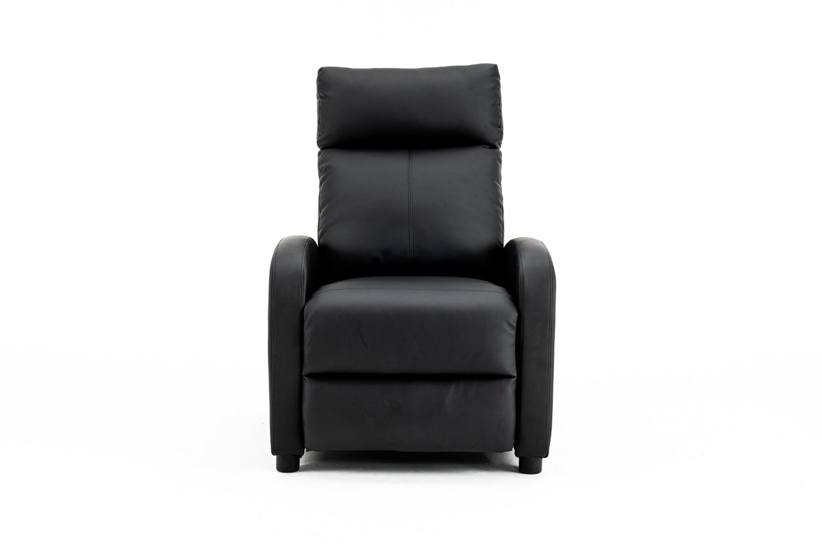 Fotoliu recliner din piele ecologică, spatar rabatabil si suport picioare extensibil, Negru