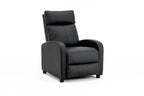 Fotoliu recliner din piele ecologică, spatar rabatabil si suport picioare extensibil, Negru
