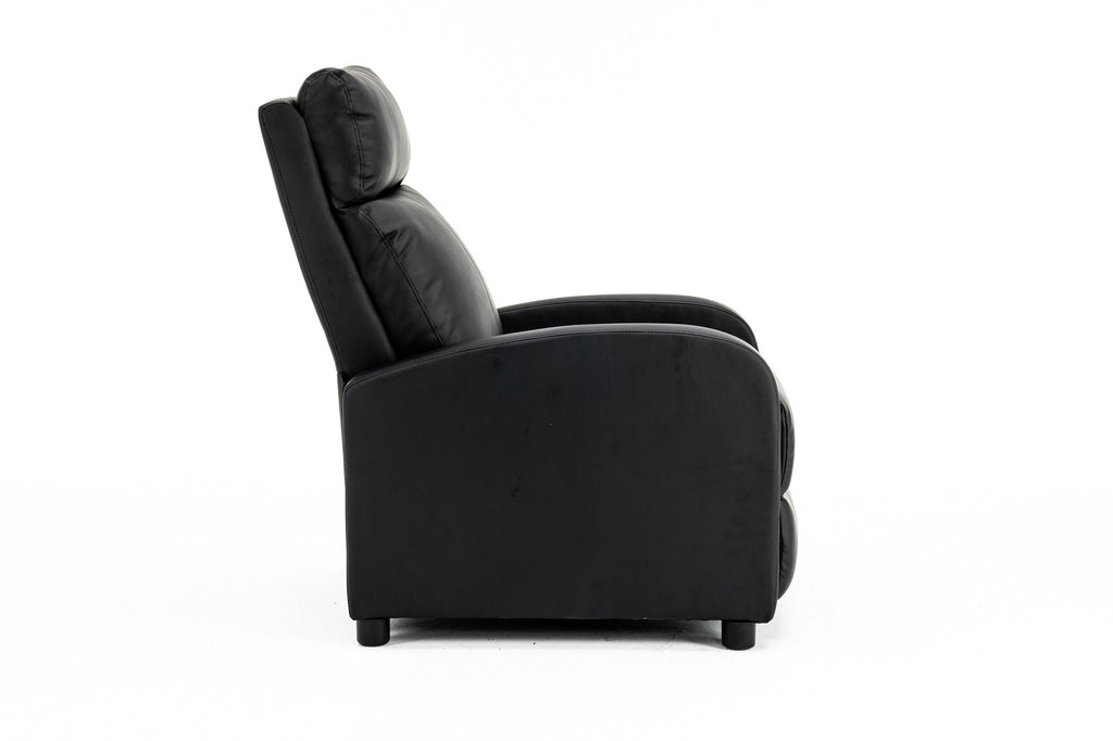 Fotoliu recliner din piele ecologică, spatar rabatabil si suport picioare extensibil, Negru