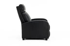 Fotoliu recliner din piele ecologică, spatar rabatabil si suport picioare extensibil, Negru