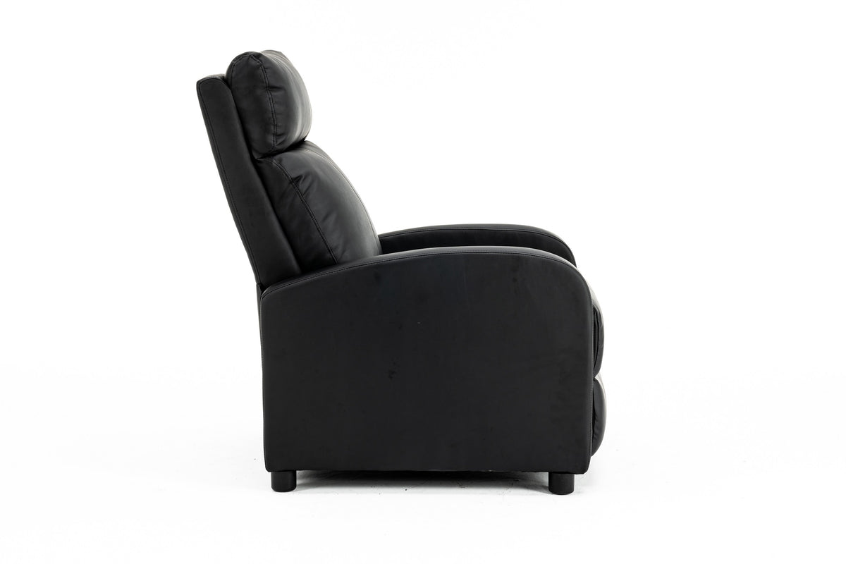 Fotoliu recliner din piele ecologică, spatar rabatabil si suport picioare extensibil, Negru