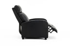Fotoliu recliner din piele ecologică, spatar rabatabil si suport picioare extensibil, Negru