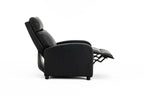 Fotoliu recliner din piele ecologică, spatar rabatabil si suport picioare extensibil, Negru