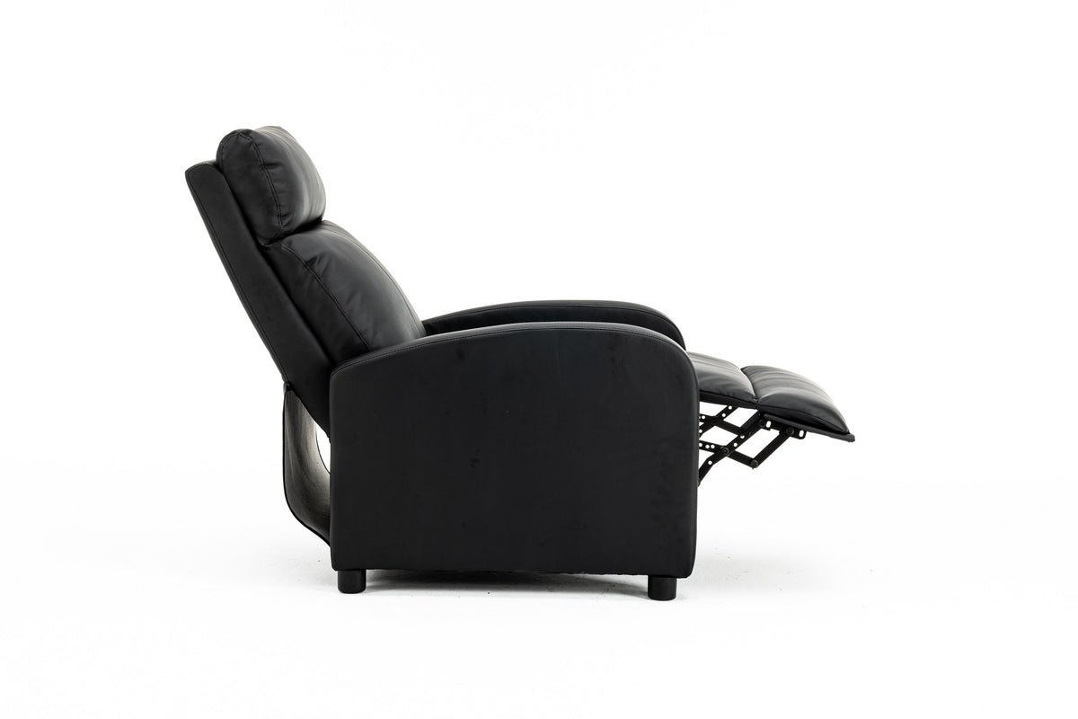 Fotoliu recliner din piele ecologică, spatar rabatabil si suport picioare extensibil, Negru