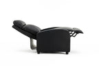Fotoliu recliner din piele ecologică, spatar rabatabil si suport picioare extensibil, Negru