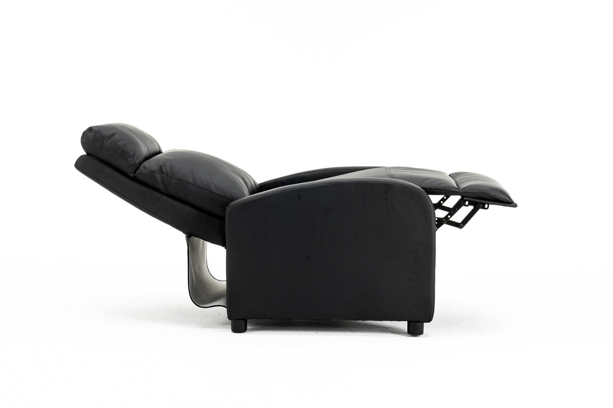 Fotoliu recliner din piele ecologică, spatar rabatabil si suport picioare extensibil, Negru