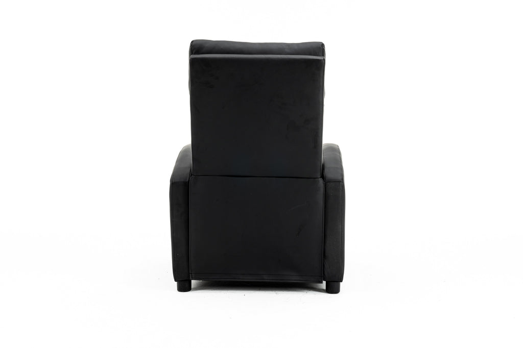 Fotoliu recliner din piele ecologică, spatar rabatabil si suport picioare extensibil, Negru